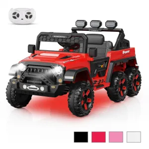 Ride - P Series: 24V 4WD Ride on Car Kids Ages 3-8, with 6 EVA Wheels, Battery Powered & Remote Control, 3 Adjustable Speeds, Soft Start, Battery Display, Music - Red