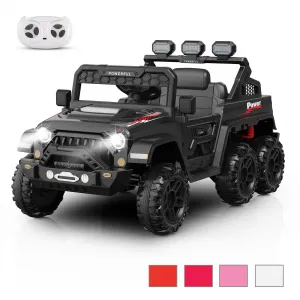 Ride - P Series: 24V 4WD Ride on Car Kids Ages 3-8, with 6 EVA Wheels, Battery Powered & Remote Control, 3 Adjustable Speeds, Soft Start, Battery Display, Music - Black