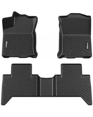 Floor Mats for 2018-2023 Toyota Tacoma Double Cab, TPE All Weather Custom Fit Front 1st & 2nd Row Floor Mats Liner