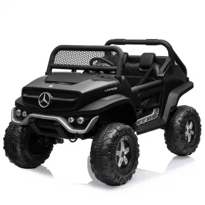 Ride - P Series: 2 Seater Kids Ride On Truck 24V Ride On Toy Licensed Mercedes Benz Battery Powered Electric Vehicle for Toddles With Remote Control, Battery Display, Trunk, Spring Suspension, Led Lights, Music, Black