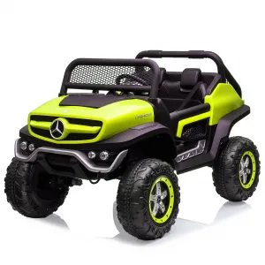 Ride - P Series: 2 Seater Kids Ride On Truck 24V Ride On Toy Licensed Mercedes Benz Battery Powered Electric Vehicle for Toddles With Remote Control, Battery Display, Trunk, Spring Suspension, Led Lights, Music, Green