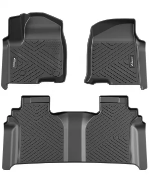 Floor Mats for 2019-2024 Chevrolet Silverado 1500/GMC Sierra 1500 & 2020-2024 Chevy Silverado/GMC Sierra 2500HD/3500HD Crew Cab, TPE All Weather Custom Fit Floor Mats Liner Tray