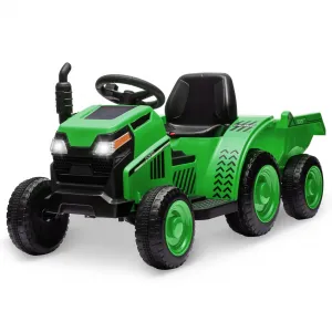 Ride - P Series: Kids Ride on Tractor with Trailer, Kids’ Electric Vehicles with Wear-Resistant Wheels, LED Headlights, Music & USB Port, Kids Ride on Car Toys for Toddlers Kids, Green