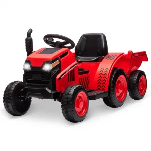 Ride - P Series: Kids Ride on Tractor with Trailer, Kids’ Electric Vehicles with Wear-Resistant Wheels, LED Headlights, Music & USB Port, Kids Ride on Car Toys for Toddlers Kids, Red