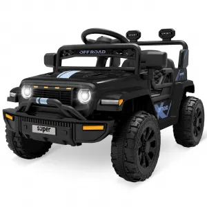 Ride - P Series: 12V Ride On Toy w/Parent Remote Control, Steering Wheel Music, 4-Wheel Spring Suspension, Led Lights, 2 Speeds, Kids Electric Vehicles for Age 3-5, Black
