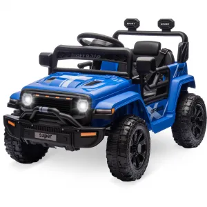 Ride - P Series: 12V Ride On Toy w/Parent Remote Control, Steering Wheel Music, 4-Wheel Spring Suspension, Led Lights, 2 Speeds, Kids Electric Vehicles for Age 3-5, Blue