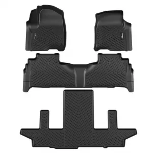 Custom Fit Floor Mats Compatible with 2021-2025 Chevrolet Suburban GMC Yukon XL, Black TPE All-Weather Car Floor Liners, 2nd Row Bucket Seats