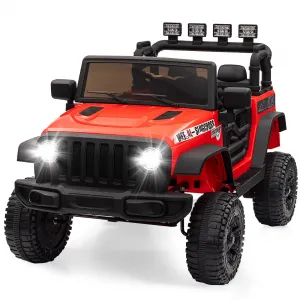 Ride - P Series: 12V Kids Electric Vehicles with Remote Control, 2 Speeds, Spring Suspension, LED Headlight, Bluetooth, Music, Battery Powered Car for Kids - Red