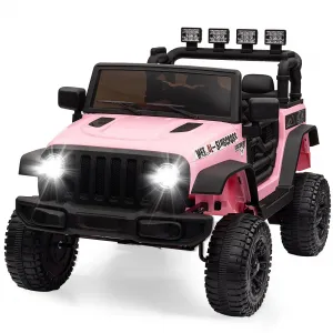 Ride - P Series: 12V Kids Electric Vehicles with Remote Control, 2 Speeds, Spring Suspension, LED Headlight, Bluetooth, Music, Battery Powered Car for Kids - Pink
