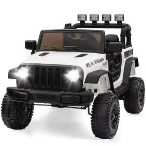 Ride - P Series: 12V Kids Electric Vehicles with Remote Control, 2 Speeds, Spring Suspension, LED Headlight, Bluetooth, Music, Battery Powered Car for Kids - White