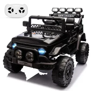 Ride - P Series: 12VElectric Ride on Truck Car For Kids Age 3+, Remote Control, Twin 25W Motors 3.1MPH Max Speed, Bluetooth USB Music Player, 4 Wheels Suspension LED Lights Safety Belt, Gift for Boy & Girl -Black