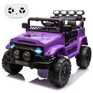Ride - P Series: 12VElectric Ride on Truck Car For Kids Age 3+, Remote Control, Twin 25W Motors 3.1MPH Max Speed, Bluetooth USB Music Player, 4 Wheels Suspension LED Lights Safety Belt, Gift for Boy & Girl - Purple