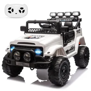 Ride - P Series: 12VElectric Ride on Truck Car For Kids Age 3+, Remote Control, Twin 25W Motors 3.1MPH Max Speed, Bluetooth USB Music Player, 4 Wheels Suspension LED Lights Safety Belt, Gift for Boy & Girl - White