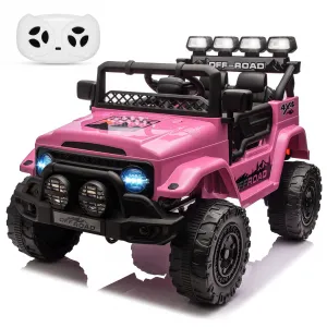 Ride - P Series: 12VElectric Ride on Truck Car For Kids Age 3+, Remote Control, Twin 25W Motors 3.1MPH Max Speed, Bluetooth USB Music Player, 4 Wheels Suspension LED Lights Safety Belt, Gift for Boy & Girl - Pink