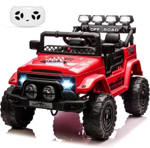 Ride - P Series: 12V Electric Ride on Truck Car For Kids Age 3+, Remote Control, Twin 25W Motors 3.1MPH Max Speed, Bluetooth USB Music Player, 4 Wheels Suspension LED Lights Safety Belt, Gift for Boy & Girl - Red