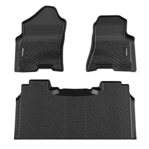 3D Floor Mats for 2019-2024 Dodge Ram 1500 New Body Crew Cab, Black TPE All Weather Floor Liners, Front and Rear