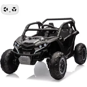 Ride - P Series: 24V Ride On Utv For Kids,2 Seater 4WD Electric Truck With Remote Control, High And Low Speed Adjustment, Led Lights, 4-wheel shock absorption,One Click Start, Music Player(Black)