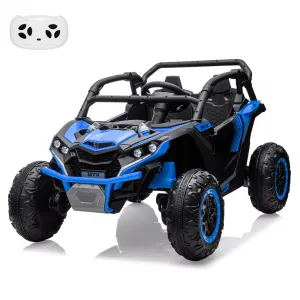 Ride - P Series: 24V Ride On Utv For Kids,2 Seater 4WD Electric Truck With Remote Control, High And Low Speed Adjustment, Led Lights, 4 Shock Absorbersm,One Click Start, Music Player(Blue)