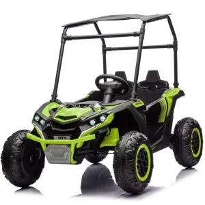 Ride - P Series: 24V Ride On Utv for Kids, 2 Seater Electric Truck With Sun Shade,4WD Electric Car Toy With Remote Control, Led Lights, 4 Shock Absorbersm,One Click Start, Music Player - Green