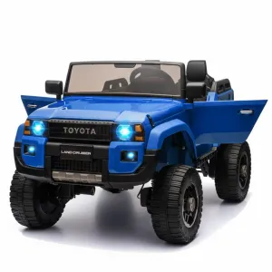 Ride P Series 24V 2 Seater Ride on Car, Licensed Toyota LC250 Ride on Toy for Big Kids with Remote Control, 4×100W Power 4 Wheels Ride on Truck with 4WD/2WD Switchable, Spring Suspension, Shovel, Music, Blue