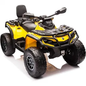 Ride - P Series: 2 Seater Ride On Car 24V 4WD Electric ATV, Leather Seats, Safety Belt, Bluetooth, Adjustable Speed, Yellow, Outdoor Adventure - Yellow