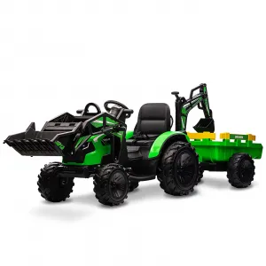 3-in-1 Ride-On Tractor For Kid Age 3+,max 66 lbs, 24V Electric, Excavator & Bulldozer, Remote Control, LED, Music, USB/Bluetooth