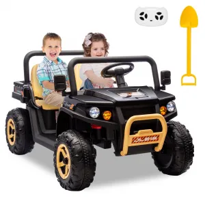 Ride - P Series: 24v Ride On Dump Truck, 2 Seater Electric Ride On Car Toy for Kids, Battery Powered UTV with 4x35W Motors, Shovel, Bluetooth, Remote Control, Music, LED Lights for Boys & Girls, Black