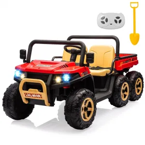 Ride - P Series: 2-Seater Ride on Car,6X6 24V Kids Ride On Dump Truck with Remote Control Electric Utility Vehicles UTV Battery Powered 6 Wheeler, for 3 years and up - Black & Red