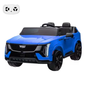 2 Seater Ride On Car for Kids 24V Electric Cadillac with Remote Control, Full-Wheel Suspension, LED Lights, Music, Battery Powered, Blue, Outdoor Fun