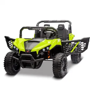 24V Ride On Car Electric Off-Road UTV Truck with Remote Control, Lockable Doors, Safety Belt, PP+Metal, LED Lights, Music Player, Blue, Kids Outdoor Fun - Blue