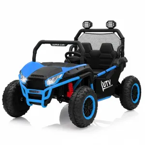 Ride - P Series: 2 Seater 24V Ride On Car,Electric Vehicle Utv Car for Kids,400W Motors Electric Truck With Remote,4.5MPH Max Speed,Four-Wheel Suspension，Music，Best Gift for Kids,Blue