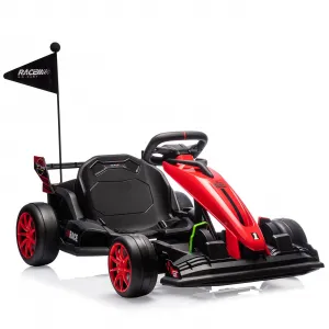 Ride - G Series: 24V Electric Drift Kart for Kids, Ride Car with Adjustable Seat & 7.5MPH Speed, EVA Silent Wheels, Parent-Safety Certified Ride-On Toy - Red