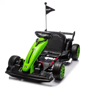 Ride - G Series: 24V Kids Ride on Go Kart, 7.5mph Variable High Speed Drifting Car, 7ah Battery 200W*2 Motors ,Length Ajustable Max Load 135lbs, Power Display Racing Toy for for Kids Child 6+ ,Green