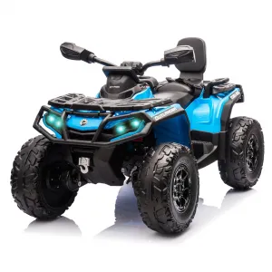 Ride - P Series: 12V Kids Ride On Electric Quad ATV, 2 Leather Seater ATV Car for Kids, 27V Kids Ride On Toys with LED Headlights, Bluetooth & Music, Adjusted Speeds 2-4 MPH, Ride On Toys for Kids 3-8,Blue