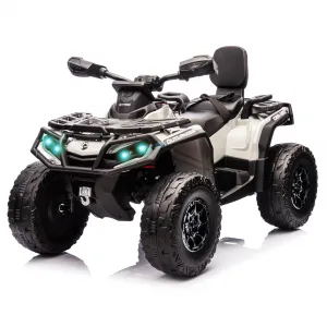 Ride - P Series: 12V Kids Ride On Electric ATV, 2 Leather Seater ATV Car for Kids,27V Kids Ride On Toys with LED Headlights, Bluetooth & Music, Adjusted Speeds 2-4 MPH, Ride On Toys for Kids 3-8,Gray