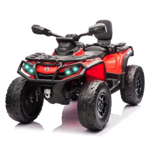 Ride - P Series: 12V Kids Ride On Electric ATV, 2 Leather Seater ATV Car for Kids, 27V Kids Ride On Toys with LED Headlights, Bluetooth & Music, Adjusted Speeds 2-4 MPH, Ride On Toys for Kids 3-8,Red