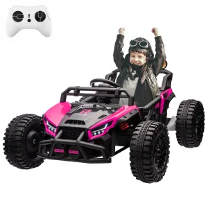 Ride - P Series: 24V Electric UTV,Ride On Toys for Big Kids,2x130W Powerful Electric Car with Remote Control， 4 Shock Absorbers，LED Lights,Music for Boys and Girls,Pink