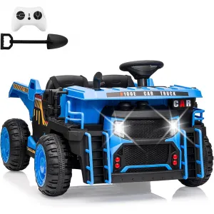 Ride - P Series: 24V Ride On Dump Truck,2 Seater Ride On Construction Vehicle with Remote Control, Electric Dump Bed and Extra Shovel,2WD/4WD Ride On Car Toy for Kids with Music Player,Up to 4.35Mph,Blue