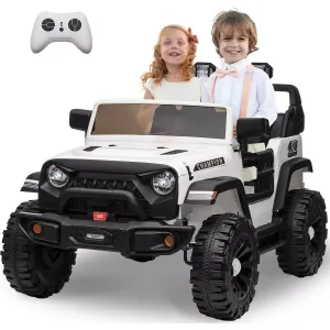 Ride - P Series: 24V Ride On Car 2 Seater For Kids Age 3+ , XL Electric Vehicles for Big Kids with 20" Wide Seat, 3 Speed, 2x200W Powerful Motor, Suspension, Bluetooth, Music,Power Wheels with Parent Control for Kids to Drive - White