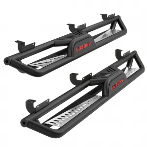 6 Inch Running Boards for Jeep Wrangler JK 4DR - 550LB Load, Non-Slip Design, Carbon Steel, Bolt-On, Black Powder Coated - Off-Road Access