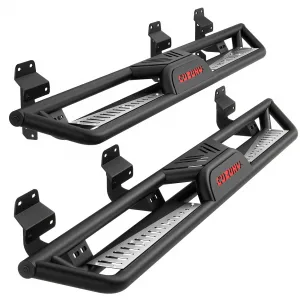 6" Running Boards Non-Slip Design Rock Sliders Side Steps For 2015 - 2025 Ford F150 Super Crew Cab, Black Powder Coating