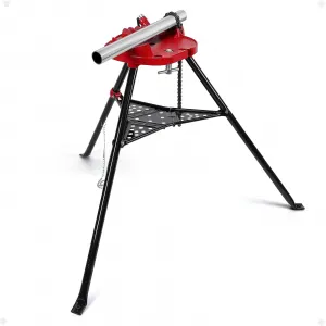 Tripod Pipe Chain Vise Stand 1/8"-6" Capacity Foldable Steel Legs for Pipe Cutting Bending Threading