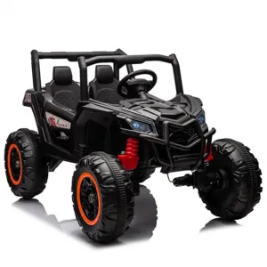 2 Seater Ride on Car for Kids, 24V Powered Electric Off-Road UTV Ride Toy, 4WD Electric Vehicle with Remote Control, LED Lights, Bluetooth, 3 Speeds, Horn, 2 Spring Suspension