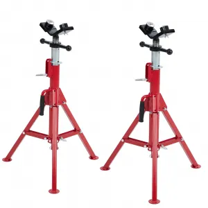 2-Piece V-Pipe Stand Set With 2 Ball Transfer, Heavy-Duty 2500 lb Capacity, Adjustable Height 28-52 IN, Folding Pipe Jack Stand For Welding And Construction Projects