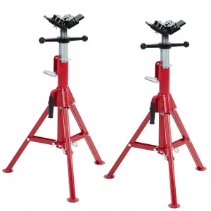 2-Piece Set V-Pipe Stand - 4 Ball Transfer - 2500 lb Capacity Heavy-Duty Pipe Stand, Adjustable Height 28-52 IN, Adjustable Folding Pipe Jack Stand for Welding, Pipe Threading, Construction Projects
