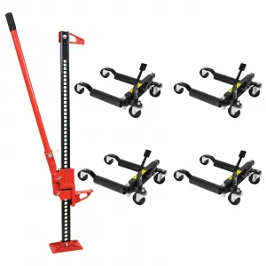 4 Pack Hydraulic Car Wheel Dolly Jack & 3 Ton Farm Jack - Heavy Duty 6000-lbs Lift, Steel Construction, Smooth Movement, Versatile for Cars & Trucks