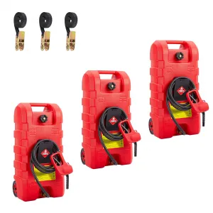 3-Pack Fuel Caddy 15 Gallon Portable Diesel Fuel Caddy with Pump, 10ft Hose, Manual Siphon 7.5 L/min, UV-Resistant for Garage and Workshop, Red