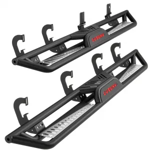 6" Running Boards 550LB Side Steps, Black Powder Coated Non-Slip Bolt-On Rock Sliders, Fits 2007-2018 Chevy Silverado/Sierra 1500 Crew Cab, 2007-2019 2500/3500HD