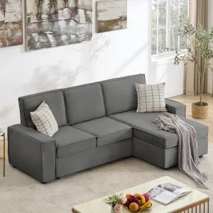 95" Modern Kids L-Shaped Modular Sectional Sofa Deep Seated Comfy Cloud Couch with Chaise, Gray