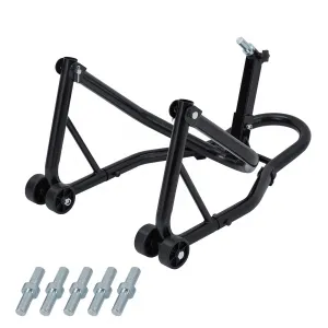 Motorcycle Rear Stand – 850 lbs Heavy-Duty Swingarm Spool Lift, U-Fork Design – Universal Fit for Most Bikes, Black